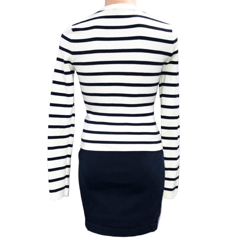 Abercrombie & Fitch Cozy Slim Crew Sweater Top Navy White Stripe Nautical XS - Picture 10 of 11
